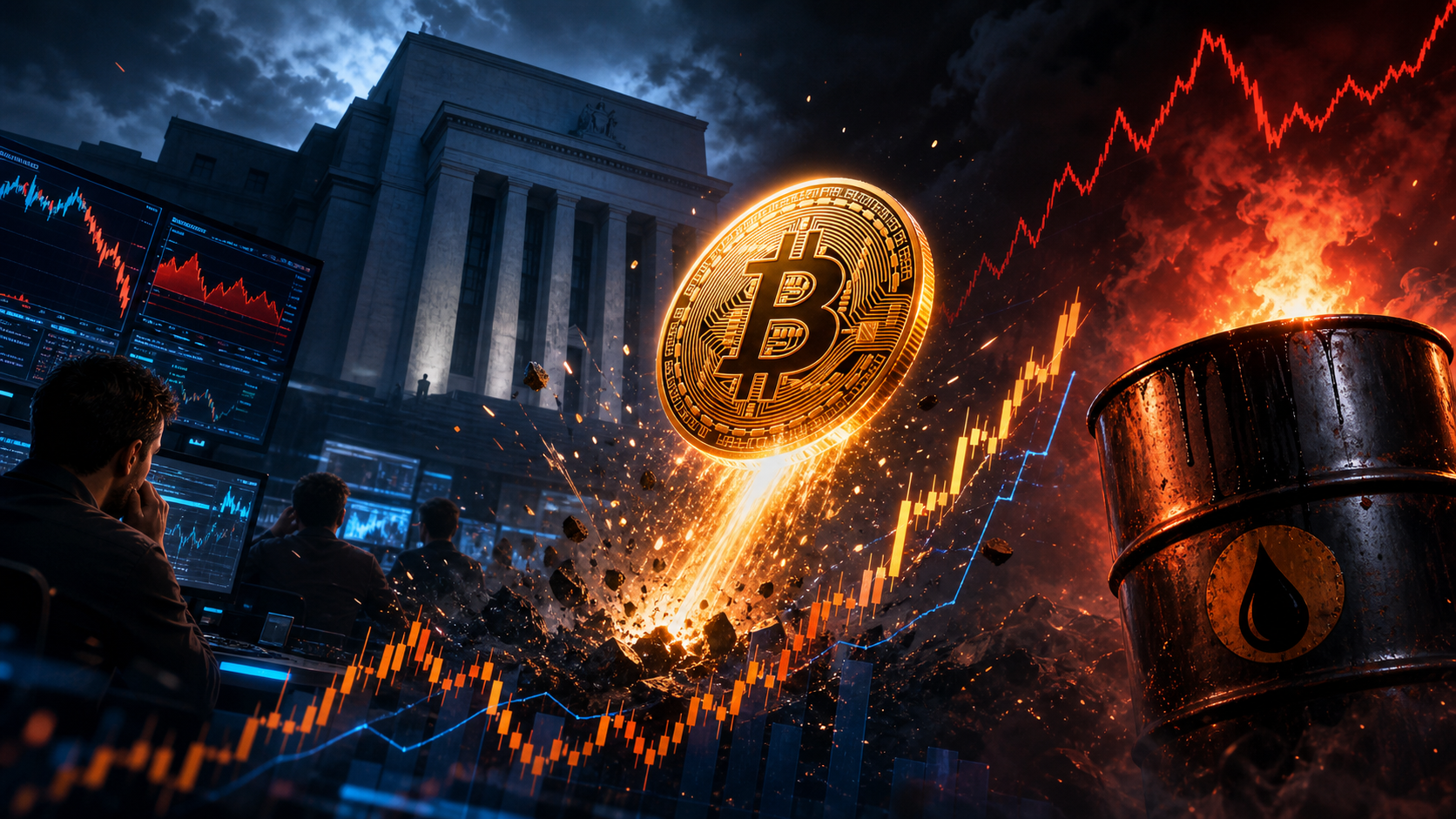 Bitcoin rebondit devant la Fed avec des graphiques de marche et un baril de petrole en tension