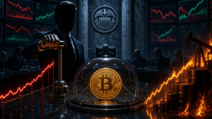 Un bitcoin enferme sous une cloche face a la Fed, aux rendements et au petrole