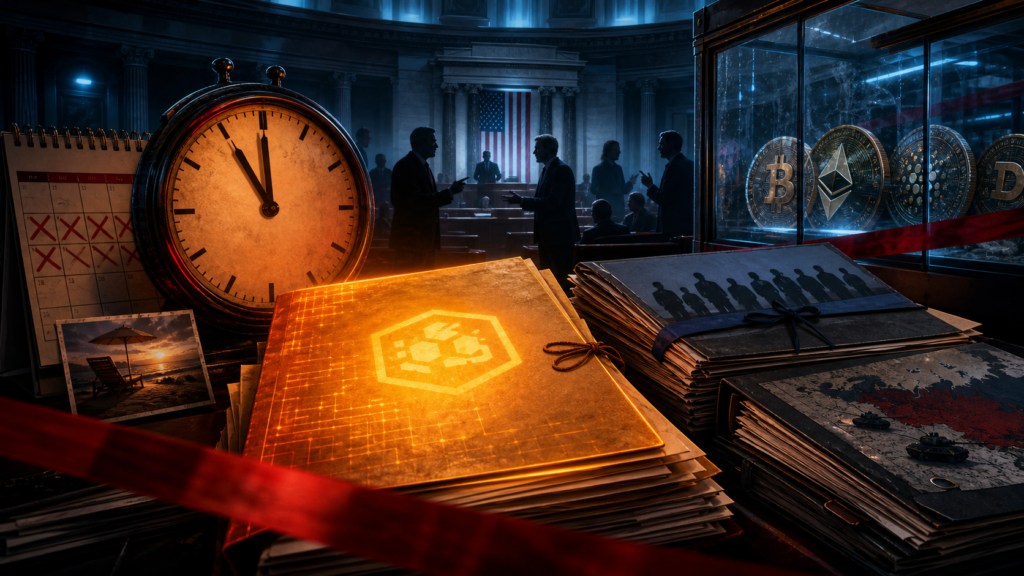 Dossier crypto du CLARITY Act repoussé au Sénat américain avec horloge et actifs numériques