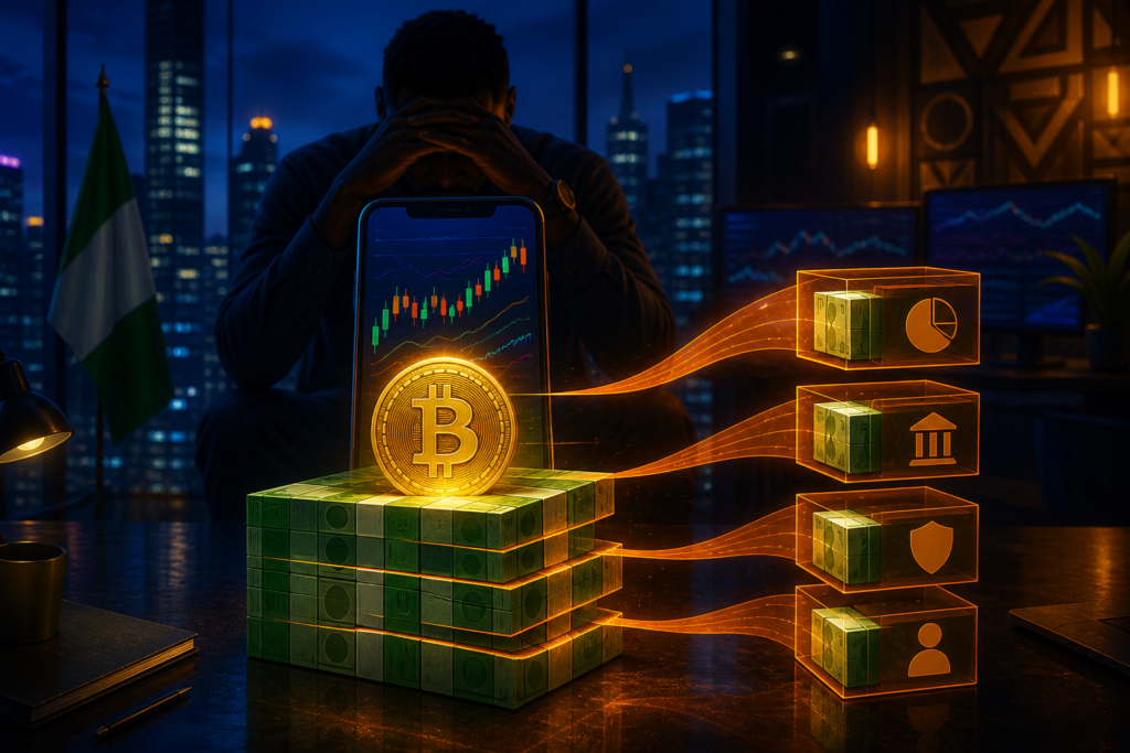 Trader crypto nigérian face à plusieurs prélèvements fiscaux abstraits sur Bitcoin.