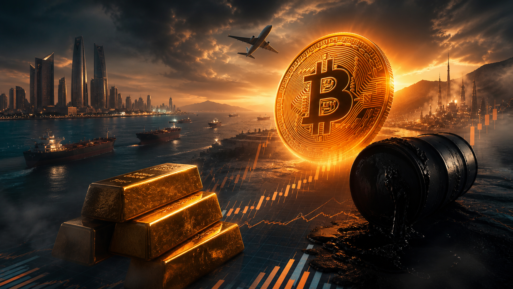 Bitcoin, lingots d’or et baril de pétrole face au golfe Persique sous tension