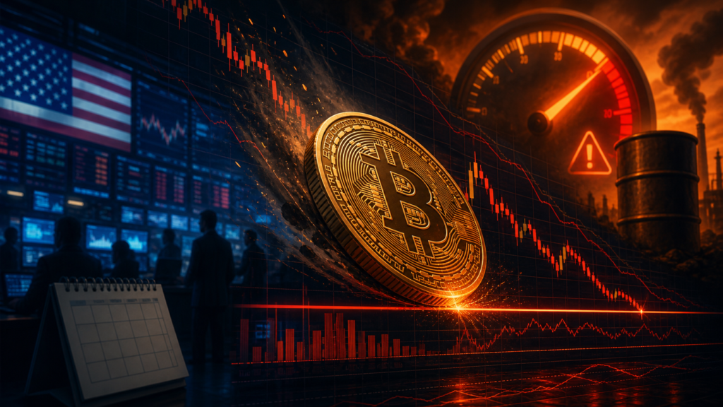 Bitcoin glissant sur un graphique de marché avant la publication du CPI américain