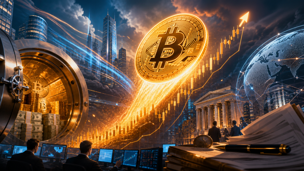 Crypto : Bitcoin signe un record, Strategy lève 2 milliards $ et la régulation accélère Bitcoin en forte hausse devant des flux institutionnels, une réserve d'entreprise et des régulateurs