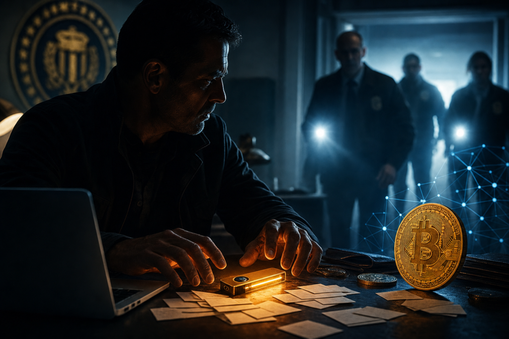 Ancien agent face à un portefeuille crypto pendant une enquête fédérale