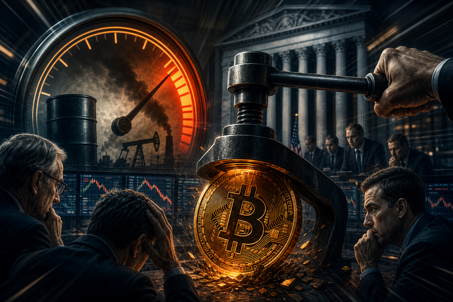Illustration de Bitcoin sous pression avant le CPI américain