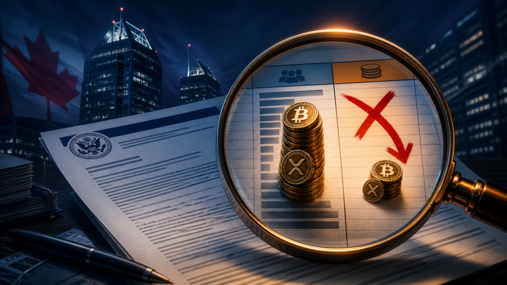 Crypto : le filing SEC de National Bank of Canada révèle une exposition bien plus faible qu’annoncé Loupe sur un filing SEC montrant une exposition crypto corrigée pour Bitcoin et XRP