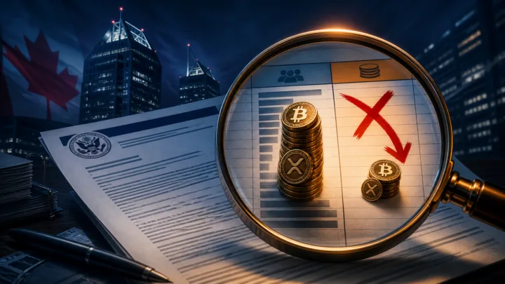 Loupe sur un filing SEC montrant une exposition crypto corrigée pour Bitcoin et XRP