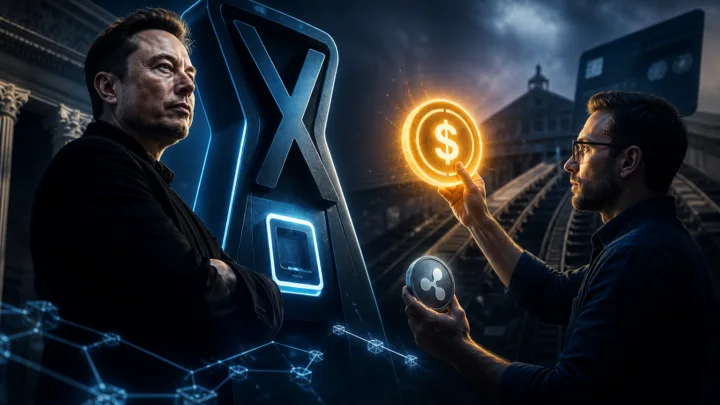 Illustration de RippleX proposant RLUSD à X Money devant Elon Musk