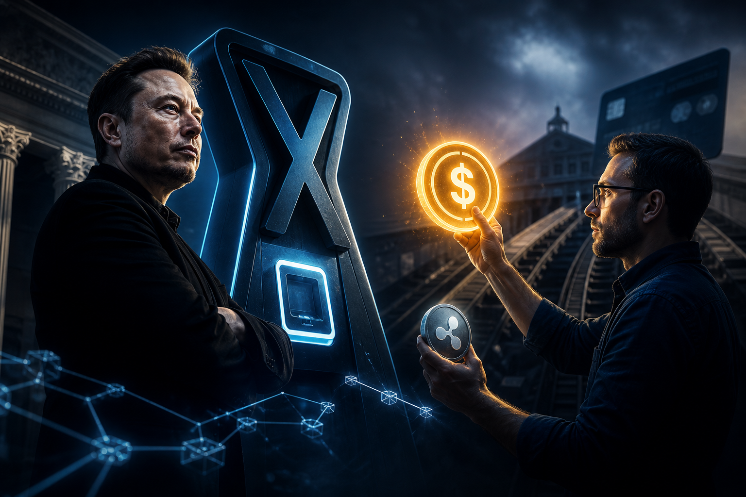 Illustration de RippleX proposant RLUSD à X Money devant Elon Musk