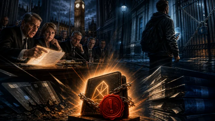Illustration du debanking crypto examiné par le Parlement britannique