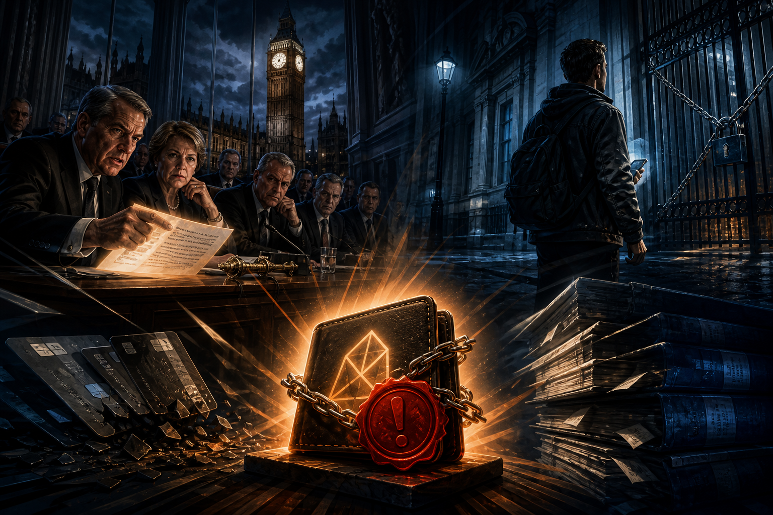 Illustration du debanking crypto examiné par le Parlement britannique