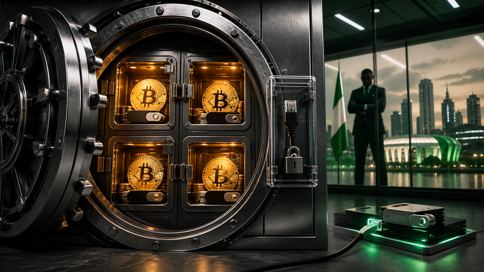 Des actifs crypto sont protégés dans un coffre hors ligne sous supervision au Nigeria