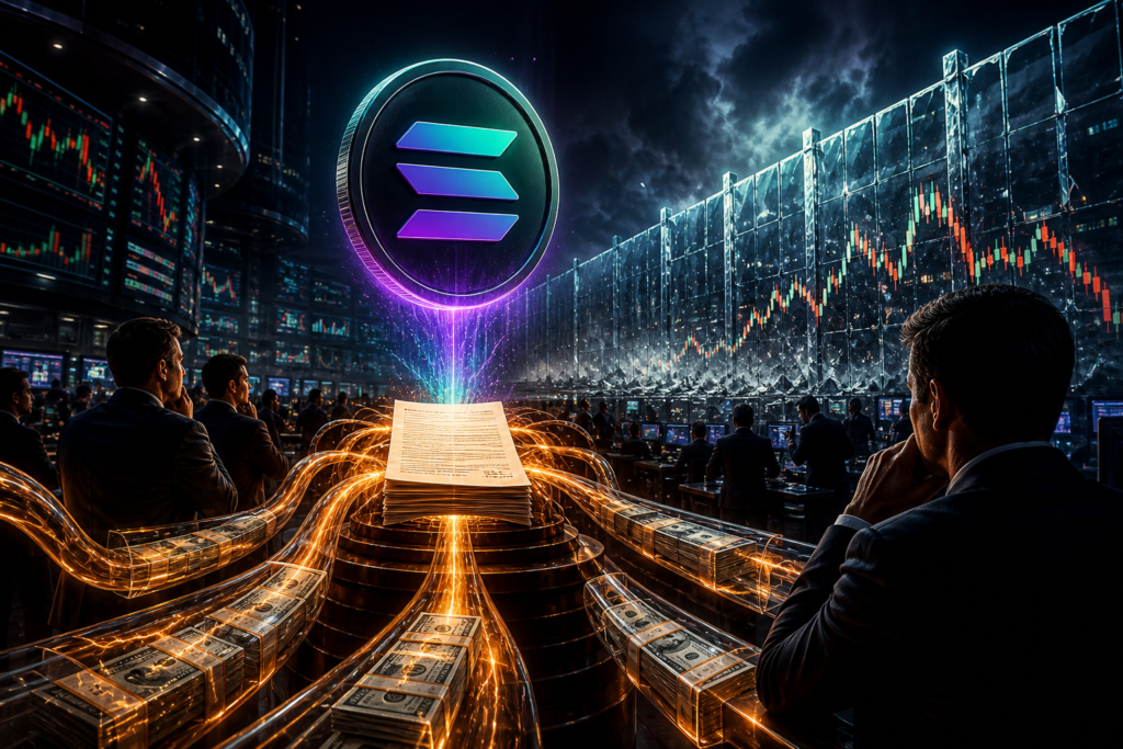 Illustration des ETF Solana face aux résistances du prix de SOL