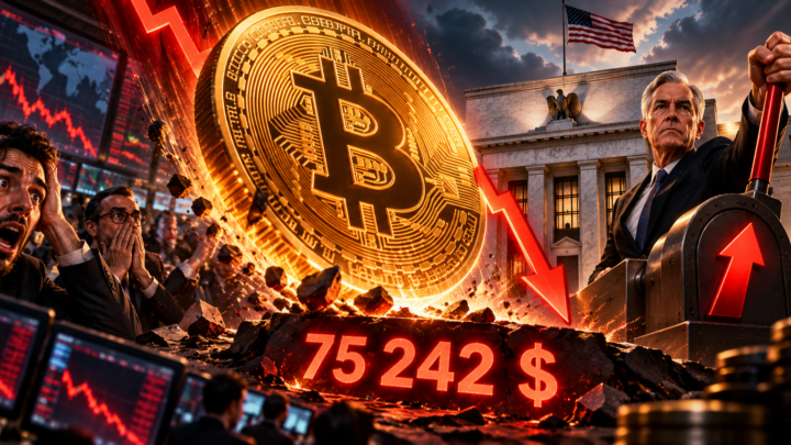Bitcoin chute à 75 242 $ sur fond de hausse des taux de la Fed.