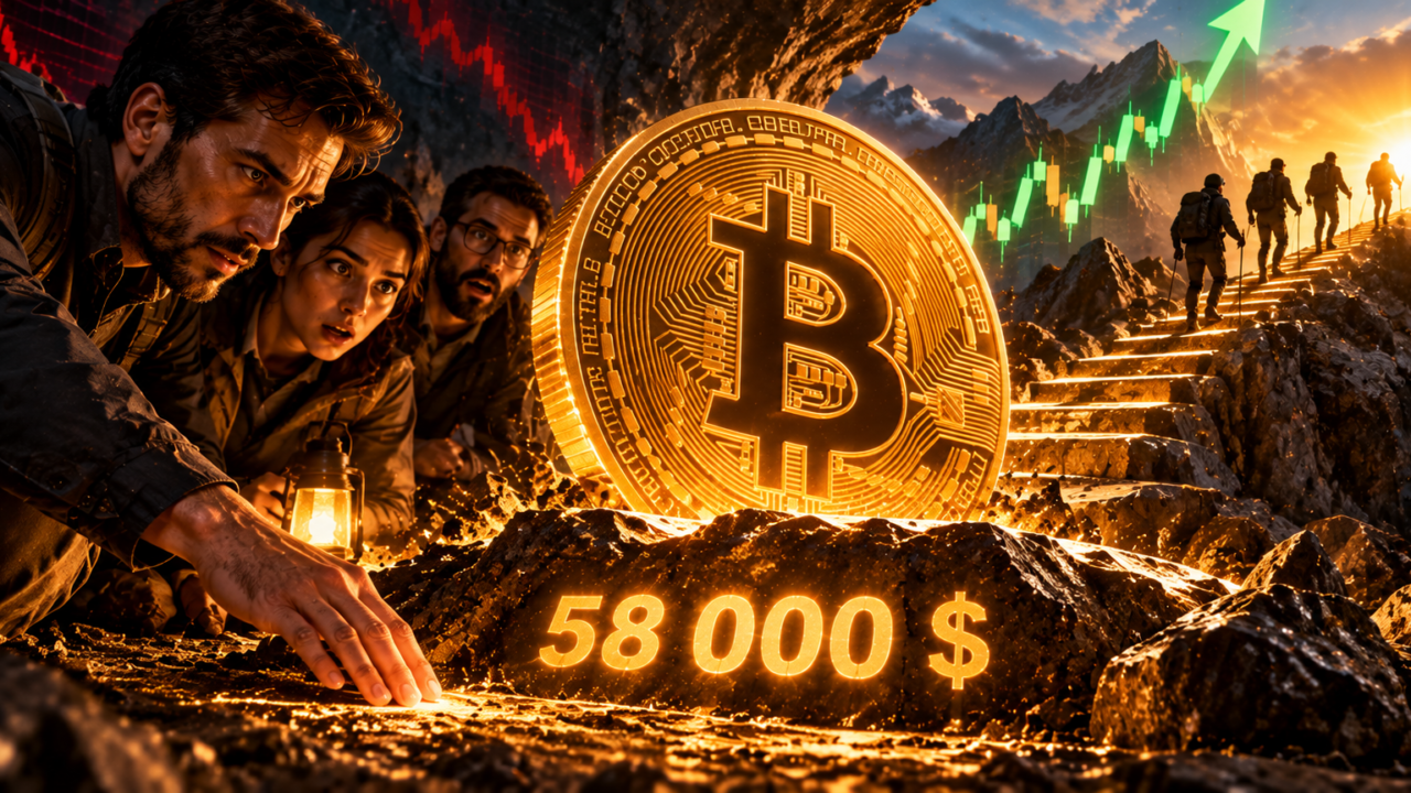 Bitcoin symbolically rebounds from the $58,000 level.