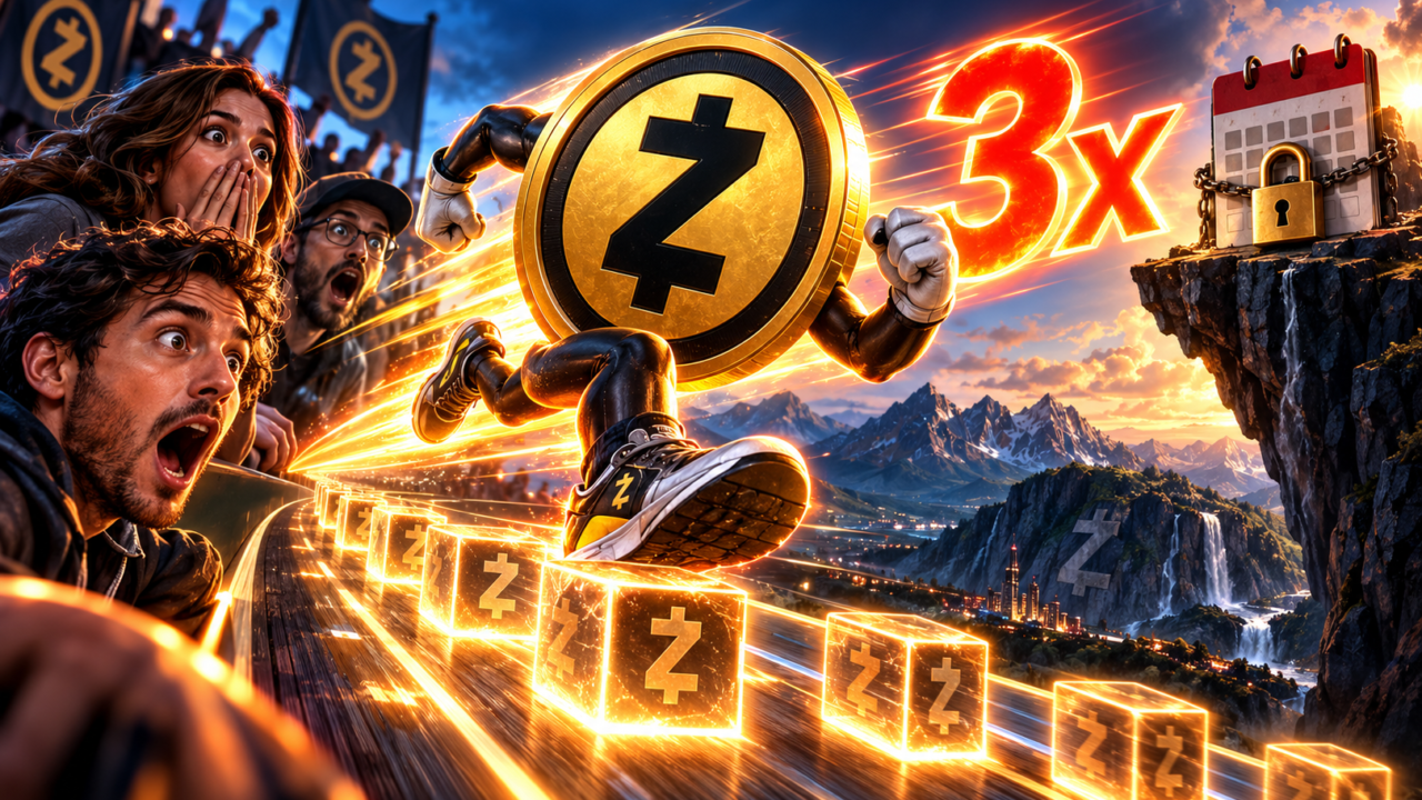 Illustration de Zcash accélérant ses blocs par 3, tandis que le calendrier du halving reste verrouillé.