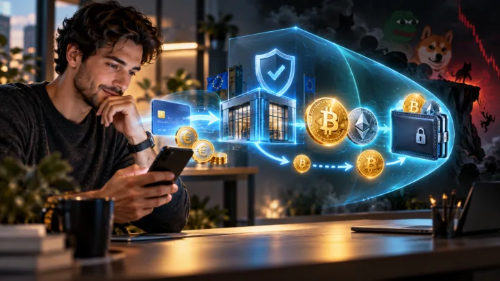 Un débutant achète des cryptomonnaies via une plateforme sécurisée avant de les transférer vers un wallet