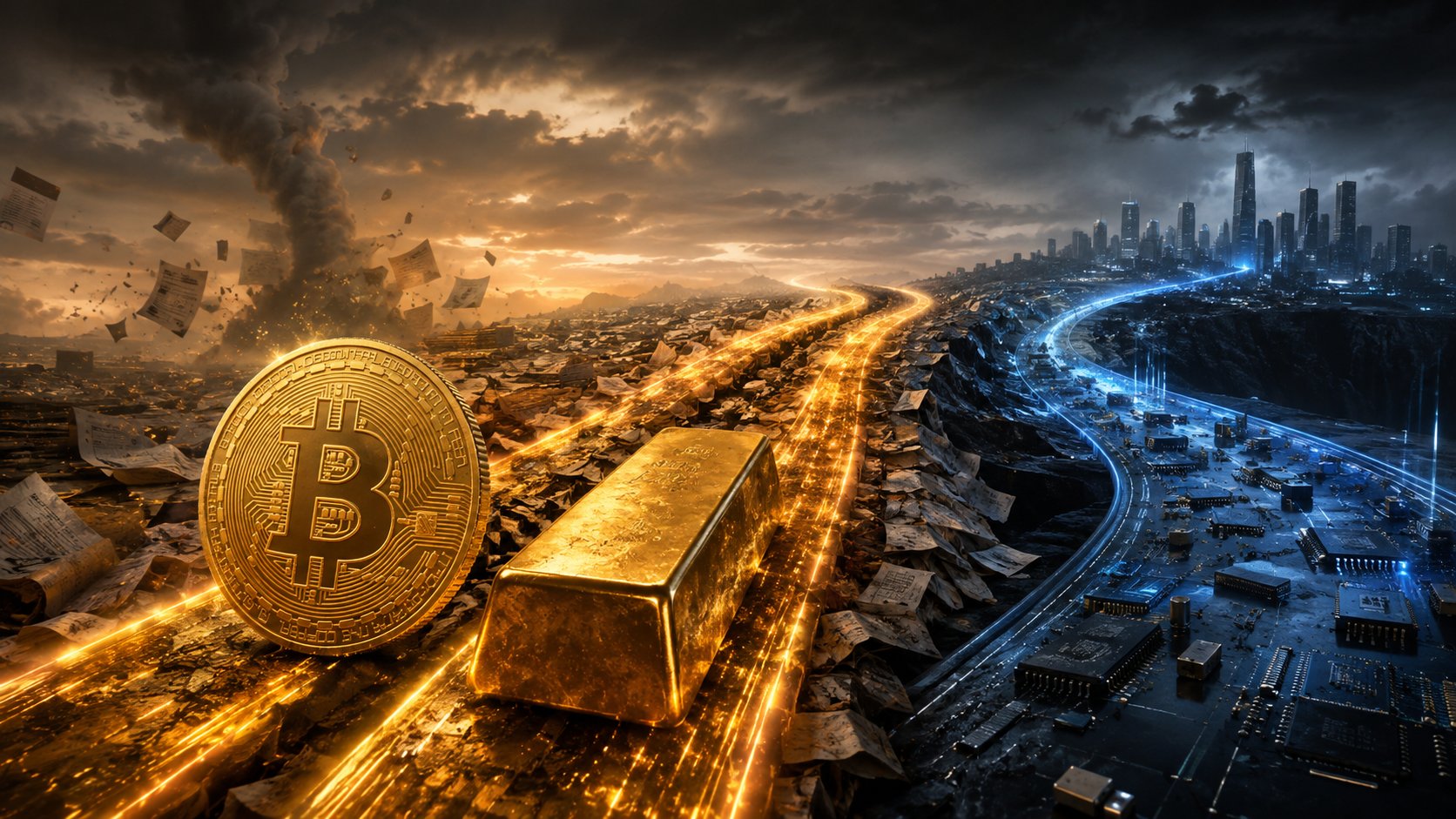 Bitcoin and gold follow similar paths while the Nasdaq moves away from them