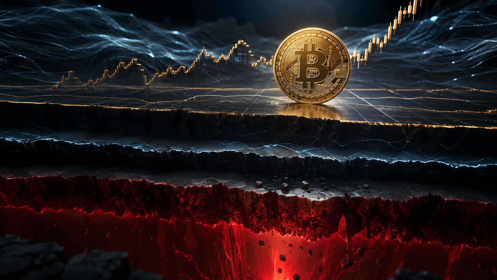 Une pièce Bitcoin reste au-dessus de plusieurs supports dont une profonde zone rouge critique