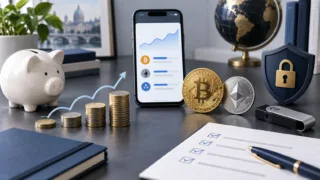 Un portefeuille crypto débutant réunit épargne progressive, Bitcoin, Ethereum et protection des clés
