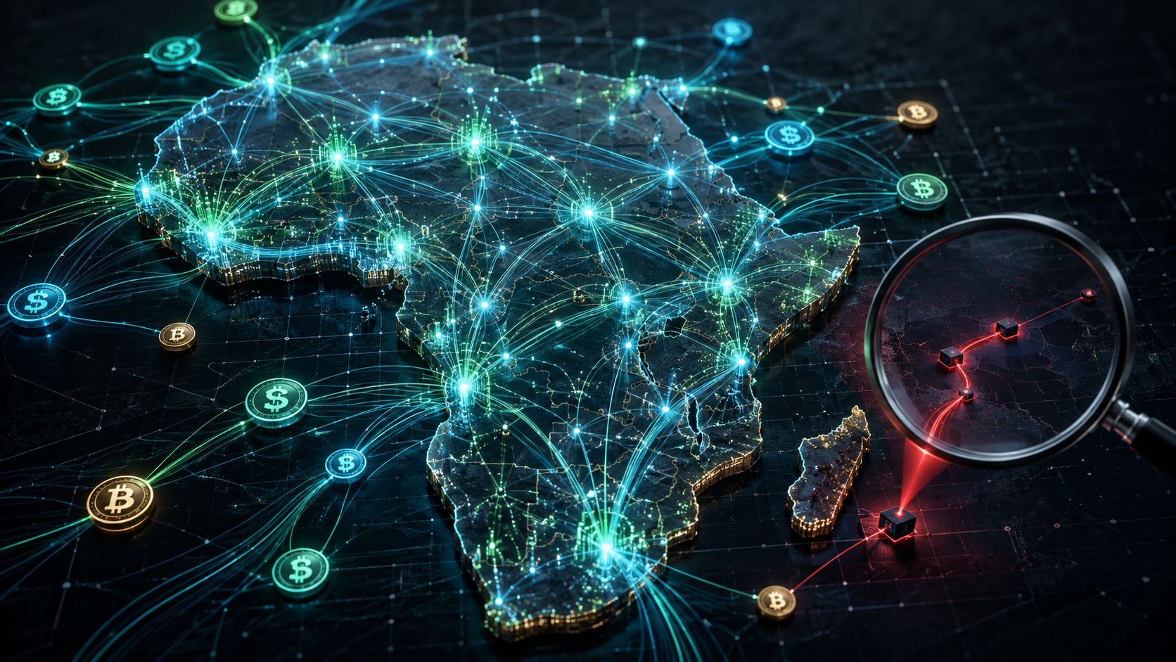 Mtandao mpana wa malipo ya crypto barani Afrika ukizunguka mtiririko mdogo sana wa kutiliwa shaka unaochunguzwa kwa kioo cha kukuza