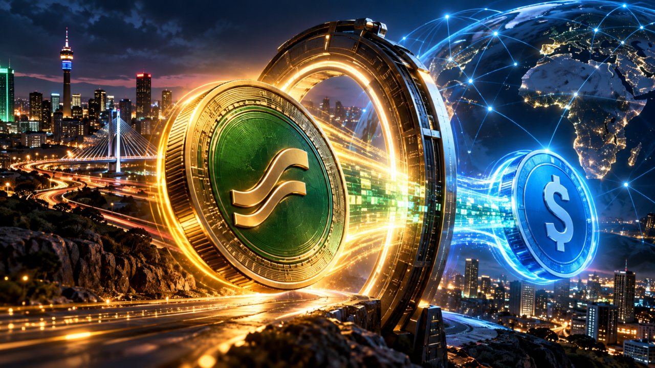 Un jeton représentant le rand sud-africain traverse une passerelle blockchain vers un dollar numérique