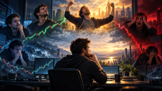Un investisseur traverse successivement le doute, l’euphorie et la panique au rythme d’un cycle crypto