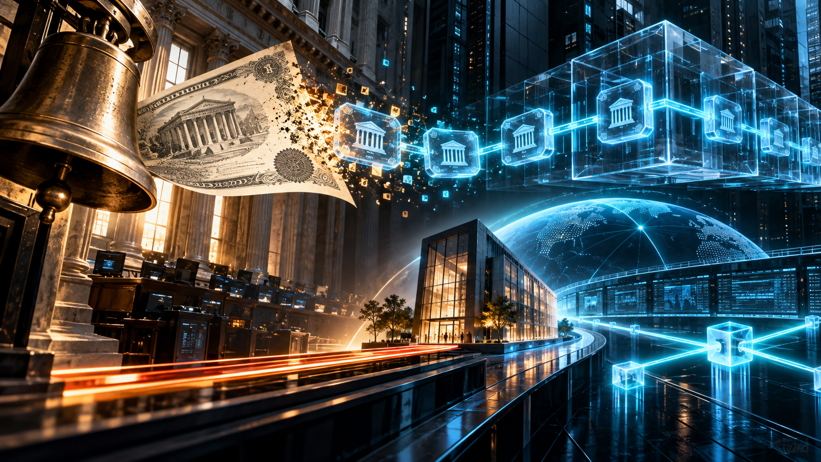 Une action traditionnelle se transforme en titres numériques inscrits dans un registre blockchain