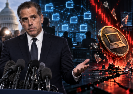 Hunter Biden les mains ouvertes devant un token LAPTOP en chute et des wallets analysés sur la blockchain