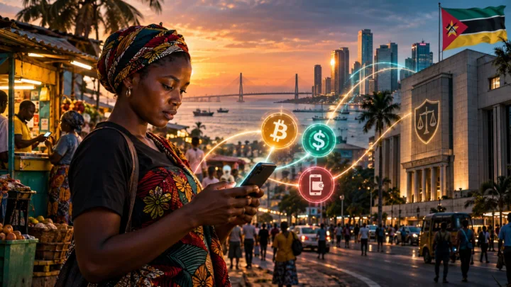 Une utilisatrice mozambicaine relie Bitcoin et USDT au mobile money à Maputo