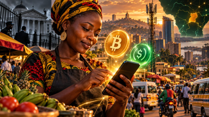 Un paiement Bitcoin et mobile money effectué depuis un marché en Ouganda