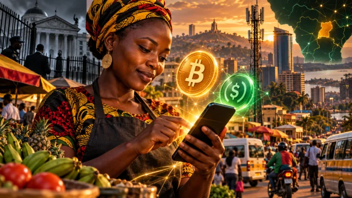 Un paiement Bitcoin et mobile money effectué depuis un marché en Ouganda