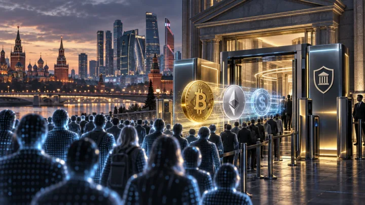Une foule numérique accède à Bitcoin, Ether et un stablecoin par une infrastructure bancaire russe
