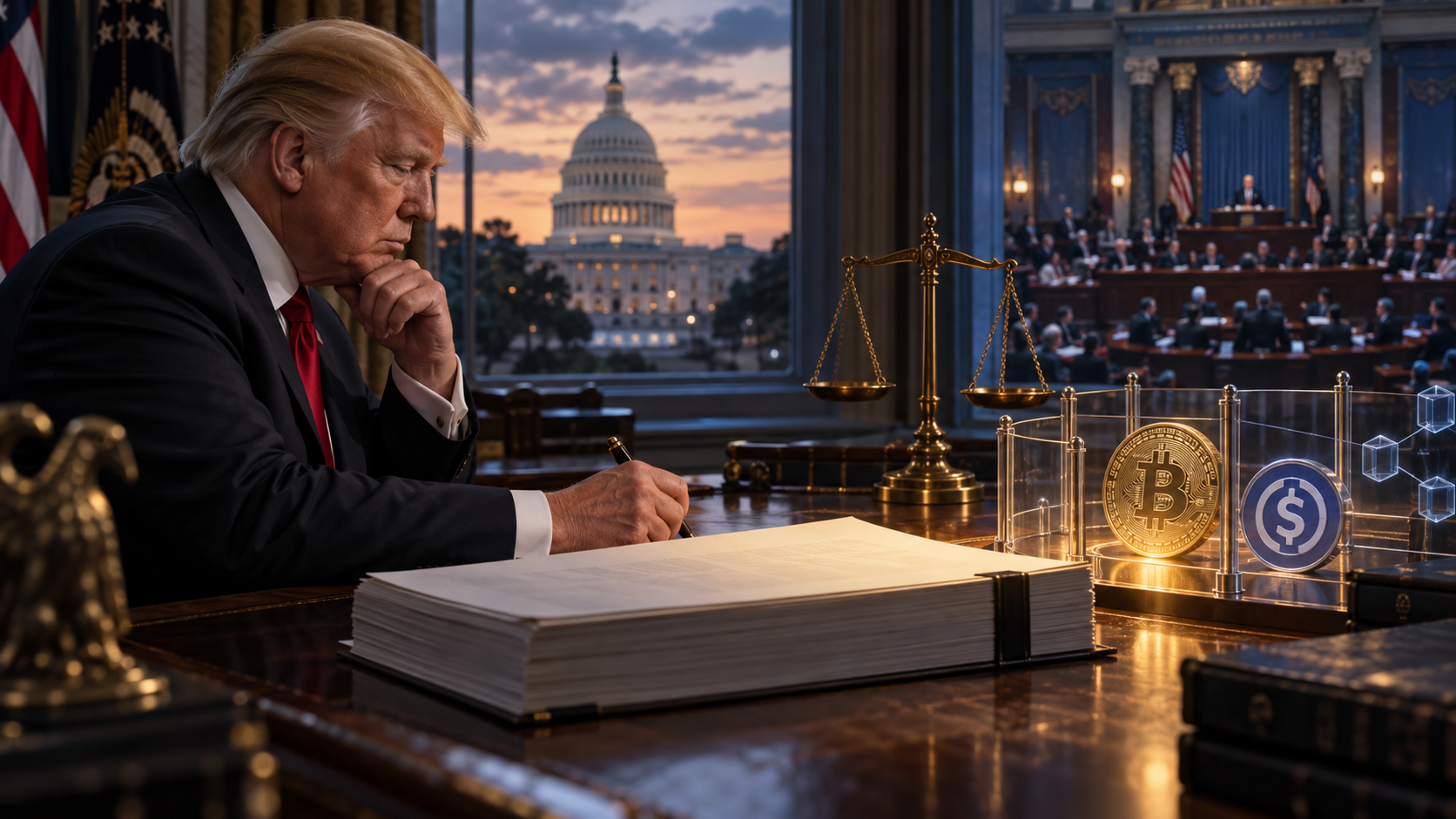 Donald Trump examine un projet de loi encadrant les intérêts crypto avant un vote du Sénat