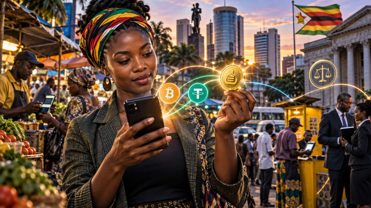 Une entrepreneuse au Zimbabwe compare Bitcoin, USDT et la monnaie ZiG sur son téléphone