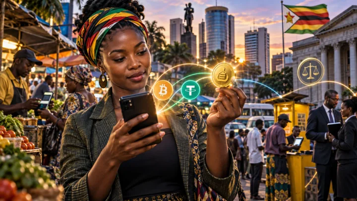 Une entrepreneuse au Zimbabwe compare Bitcoin, USDT et la monnaie ZiG sur son téléphone