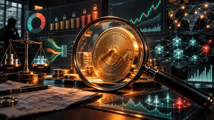 Une cryptomonnaie examinée à la loupe au milieu d’indicateurs de valorisation et de blockchain