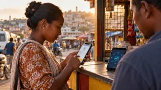 Un client vérifie les détails d’un paiement Airtel Money avant une transaction crypto distincte.