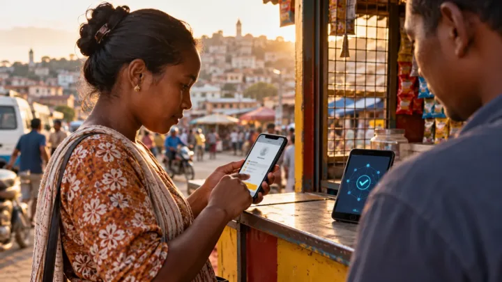 Un client vérifie les détails d’un paiement Airtel Money avant une transaction crypto distincte.