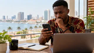 Une personne hésite avant de répondre à un message suspect de placement crypto sur son téléphone.