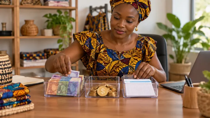 Une entrepreneuse distingue des réserves en XOF et des stablecoins en dollars.
