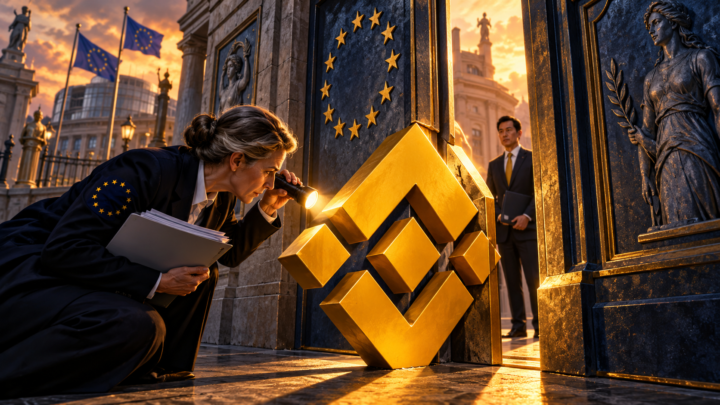 Une régulatrice examine le passage du symbole Binance dans une porte européenne étroite