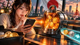 Une utilisatrice japonaise observe un verrou temporaire sur un canal de transfert crypto tandis qu’un autre reste ouvert