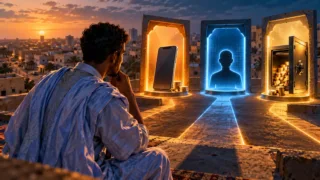 Un utilisateur mauritanien observe trois passages séparés représentant application, identité du compte et retrait.