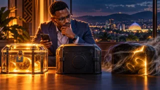 Utilisateur rwandais comparant trois coffres numériques devant Kigali