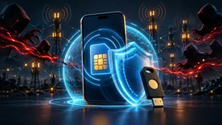 Téléphone stylisé protégé par une clé de sécurité face au détournement d’une carte SIM