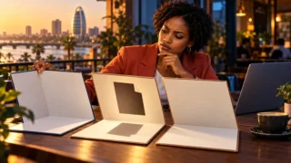 A Sudanese professional compares three files, one of which has a missing page.