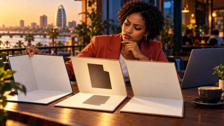 A Sudanese professional compares three files, one of which has a missing page.
