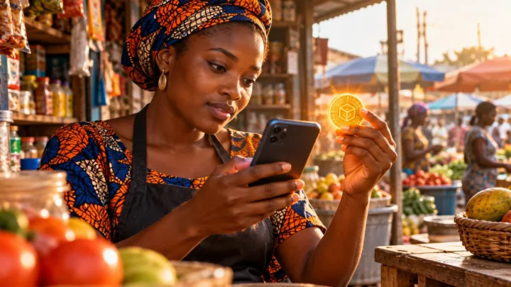 Une commerçante togolaise distingue paiement mobile et actifs crypto