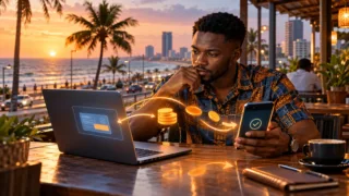 Un utilisateur au Togo examine un parcours d’exchange et de paiement mobile